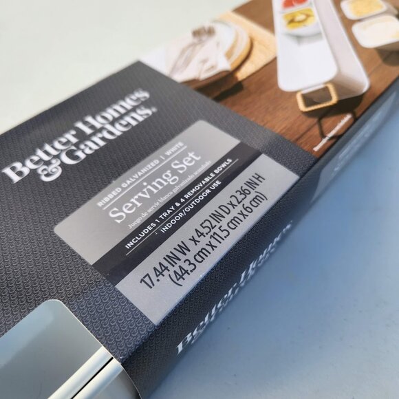 NEW Better Homes & Gardens Galvanized Bowls Tray Rectangle Condiment Tray Set 5 - Picture 5 of 15